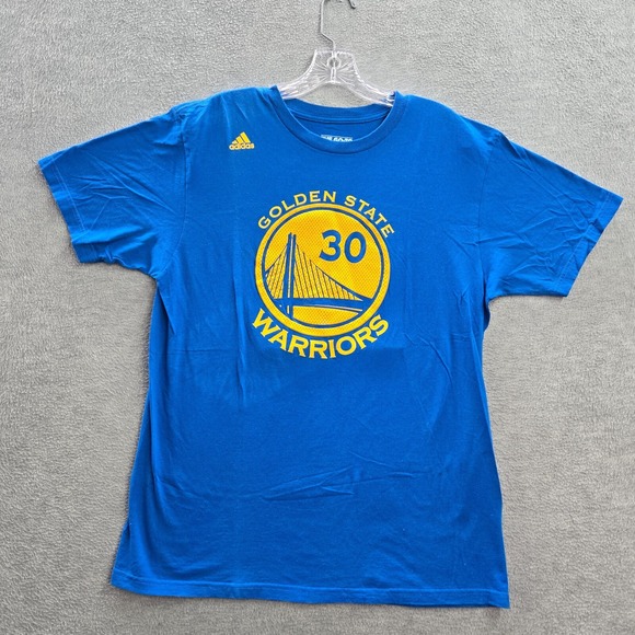 Golden State Warriors Men Shirt Large Blue Logo Adidas Stephen Curry 30 Tee - Picture 1 of 9